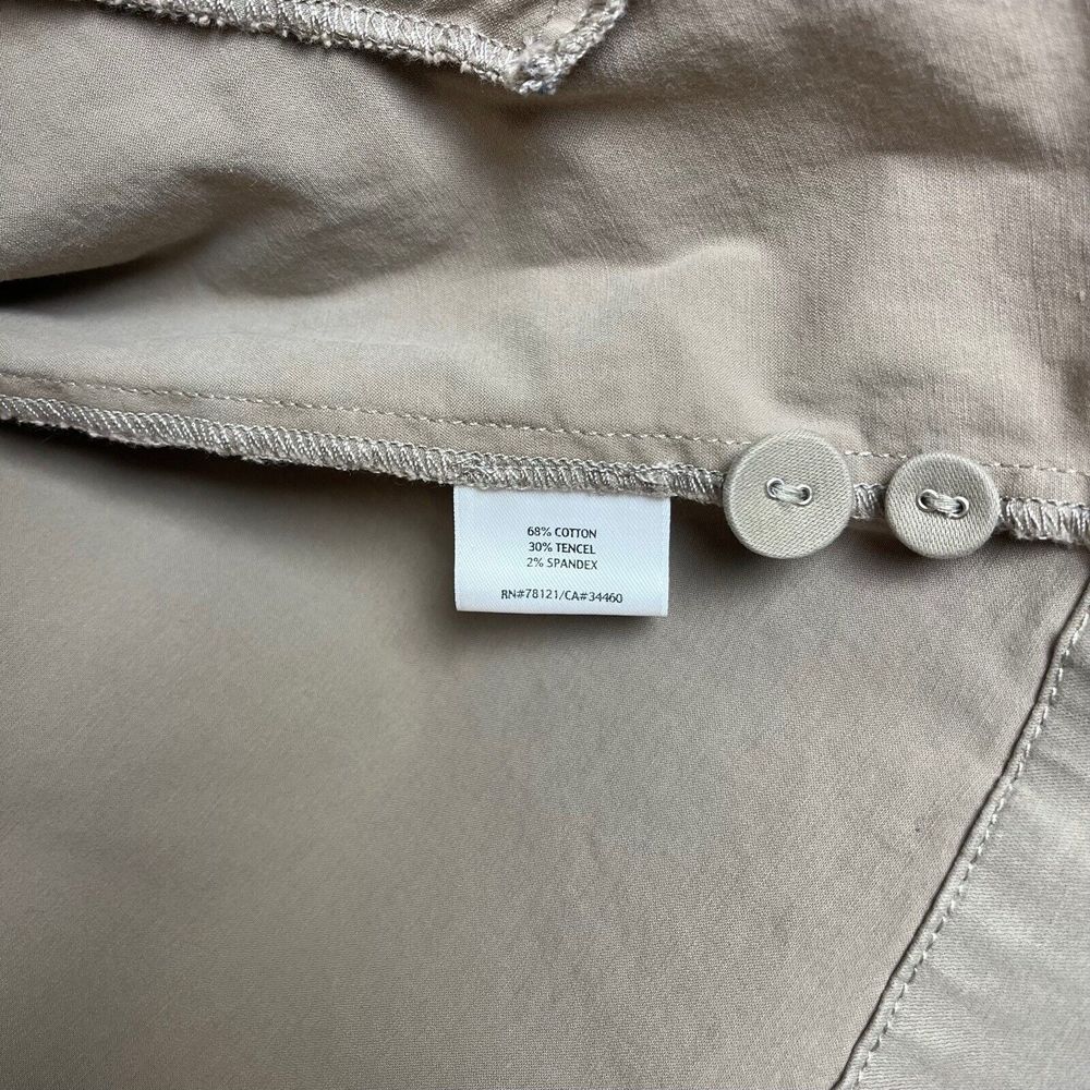 Eileen Fisher Jacket Khaki Beige Button Collar Long Sleeve Womens Size Medium - Picture 7 of 7